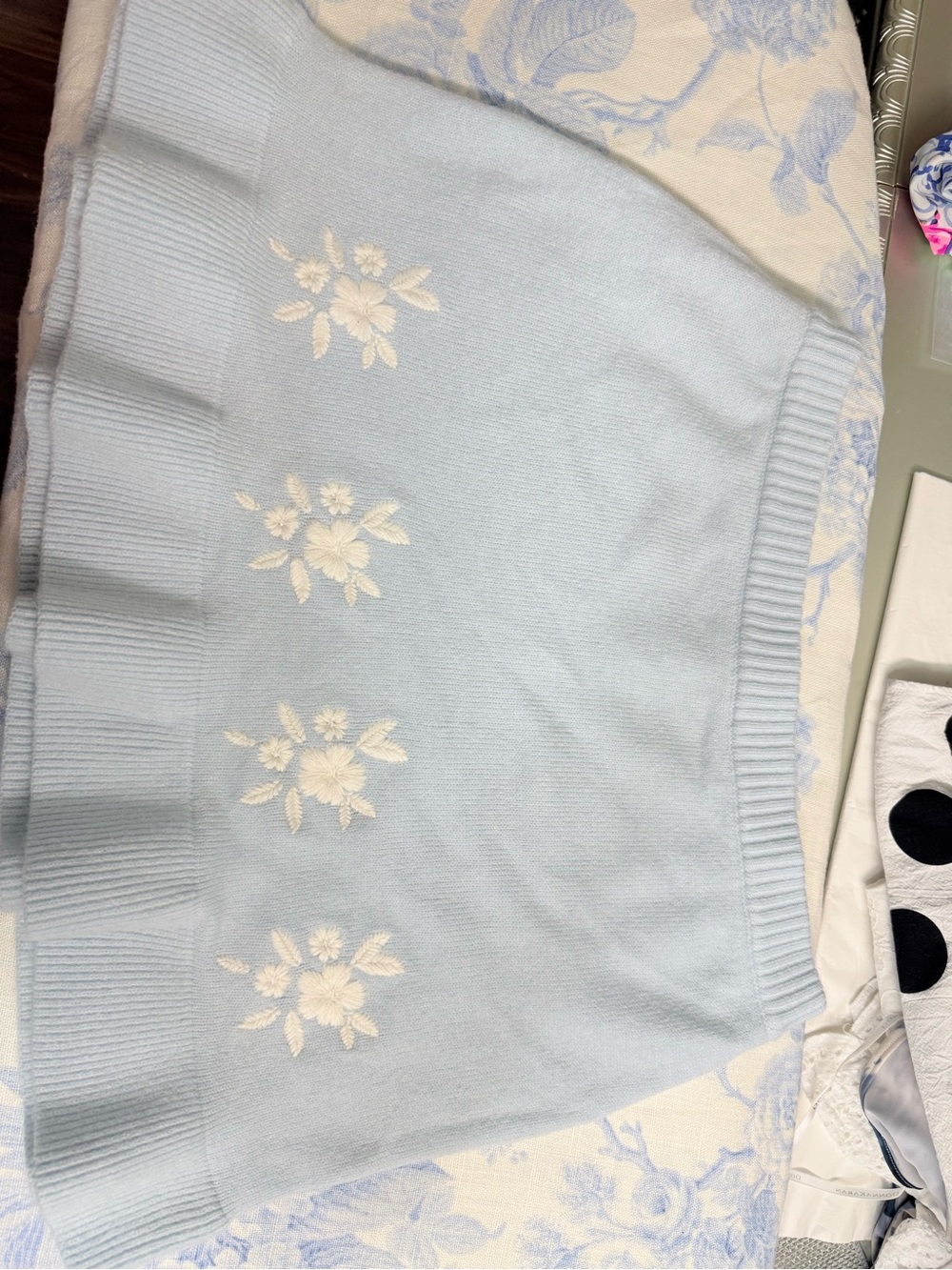 Francesca's Light Blue Fuzzy Knit Sweater